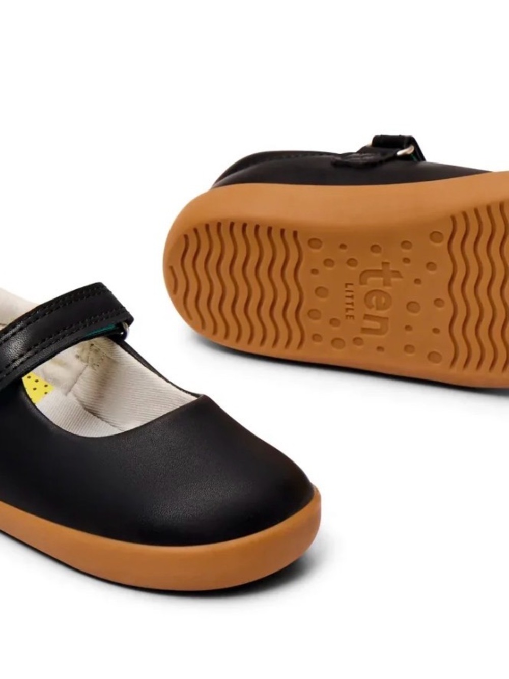 Ten Little Black Leather Mary Jane Shoes Sz 12.5